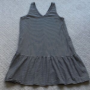 LOFT Blue and White Striped V-Neck Sleeveless Dress